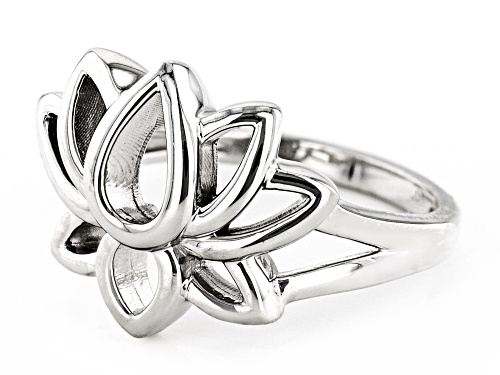 Joy & Serenity™ By Jane Seymour Rhodium Over Sterling Silver Lotus Flower Ring - Size 8