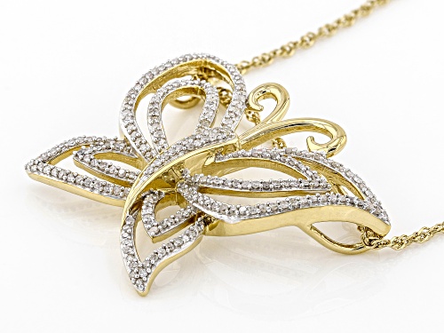 Joy & Serenity™ by Jane Seymour White Diamond 14k Yellow Gold Over Silver Butterfly Pendant .70ctw