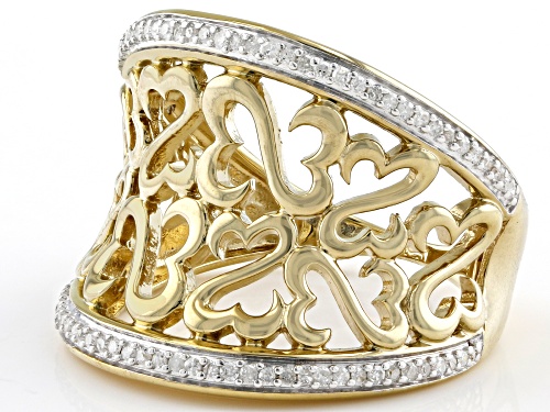 Open Hearts by Jane Seymour® White Diamond 14k Yellow Gold Over Sterling Silver Band Ring 0.25ctw - Size 6