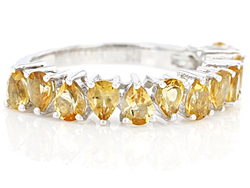 1.51ctw Pear Shape Brazilian Citrine Rhodium Over Sterling Silver Band Ring - Size 7