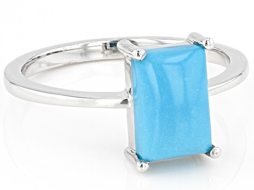 9x6mm Baguette Sleeping Beauty Turquoise Rhodium Over Sterling Silver Ring - Size 10