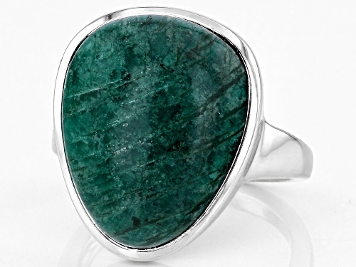 19x15mm Pear Shape Cabochon Amazonite Rhodium Over Sterling Silver Ring - Size 6