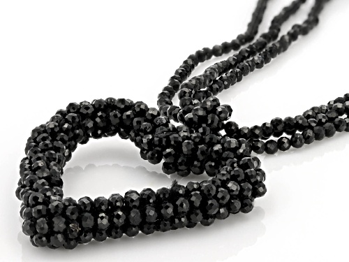 Black Spinel Rhodium Over Sterling Silver Heart Necklace - Size 28