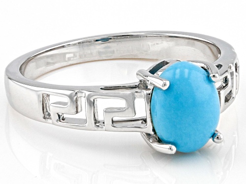 8x6mm Sleeping Beauty Turquoise Rhodium Over Sterling Silver Solitaire Ring - Size 10