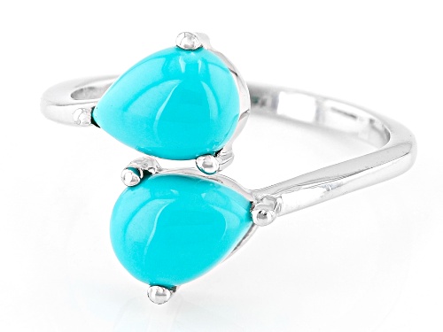 8x6mm Sleeping Beauty Turquoise Rhodium Over Sterling Silver Ring - Size 10