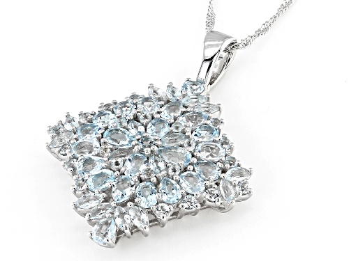 6.21ctw Glacier Topaz™ Rhodium Over Sterling Silver Pendant with Chain