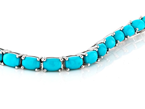 6x4mm Sleeping Beauty Turquoise Rhodium Over Sterling Silver Tennis Bracelet - Size 8
