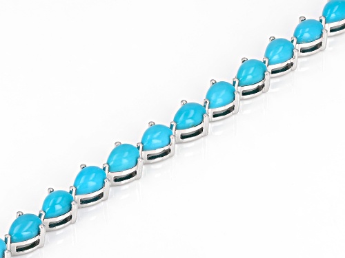 6x4mm Sleeping Beauty Turquoise Rhodium Over Sterling Silver Tennis Bracelet - Size 8