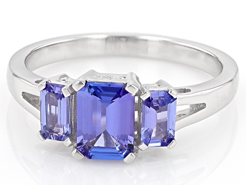 1.35ctw Blue Tanzanite Rhodium Over Sterling Silver Ring - Size 7