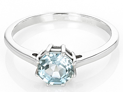 1.12ct Ferris Wheel Cut Glacier Topaz™ Rhodium Over Sterling Silver Solitaire Ring - Size 8