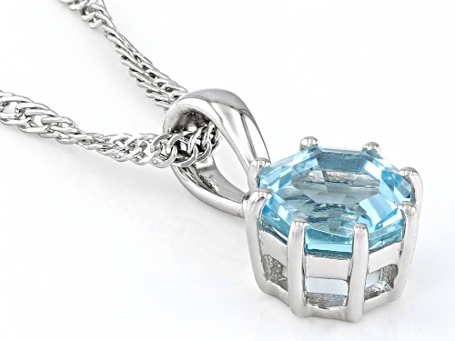 1.12ct Ferris Wheel Cut Glacier Topaz™ Rhodium Over Sterling Silver Pendant with Chain