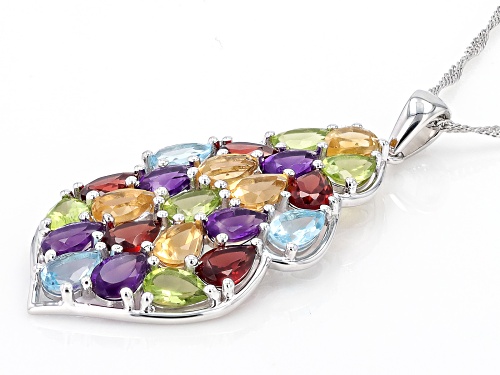 8.69ctw Multi-Stone Rhodium Over Sterling Silver Pendant with Chain