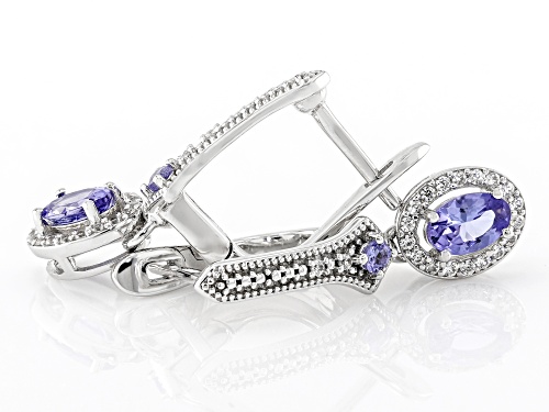 0.82ctw Tanzanite with 0.30ctw White Zircon Rhodium Over Sterling Silver Earrings