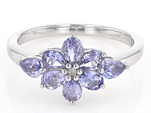 0.95ctw Tanzanite with White Diamond Accent Rhodium Over Sterling Silver Ring - Size 7