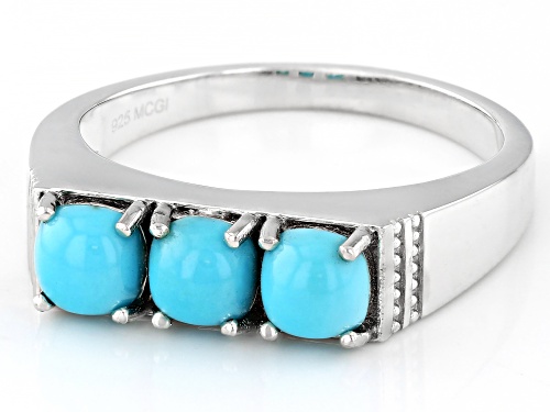 5mm Sleeping Beauty Turquoise Platinum Over Sterling Silver Men's Ring - Size 11