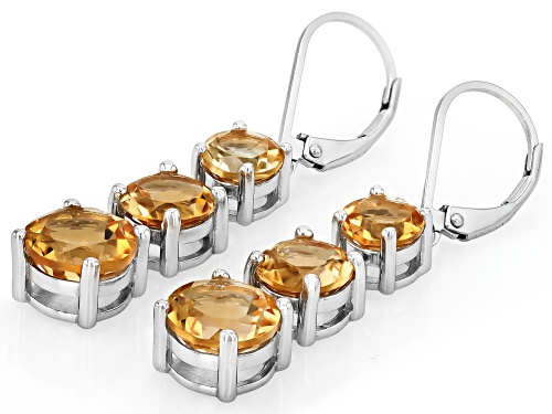 7.81ctw Citrine Rhodium Over Sterling Silver Earrings