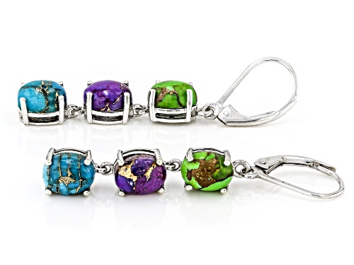 Multi-Color Turquoise Rhodium Over Sterling Silver Earrings