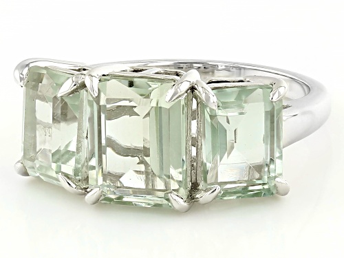 4.50ctw Prasiolite Rhodium Over Sterling Silver Ring - Size 6