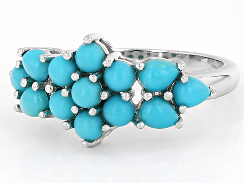 Sleeping Beauty Turquoise Rhodium Over Sterling Silver Ring - Size 7
