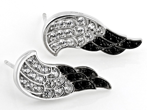 0.20ctw Black Spinel with 0.53ctw White Zircon Rhodium Over Sterling Silver Earrings