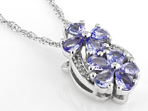1.07ctw Tanzanite with 0.07ctw White Zircon Rhodium Over Sterling Silver Pendant with Chain