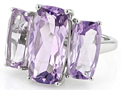 8.47ctw Rectangular Cushion Lavender Amethyst Platinum Over Sterling Silver Ring - Size 6