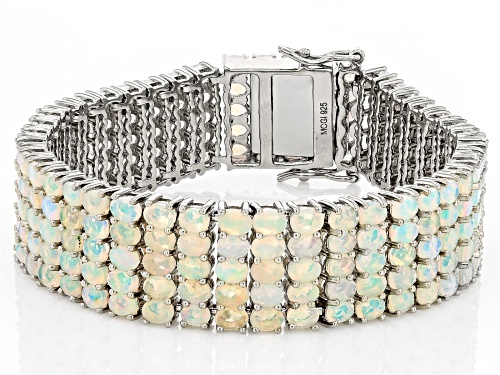 19.80ctw Ethiopian Opal Platinum Over Sterling Silver Bracelet - Size 7.25