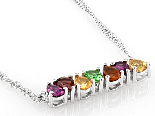 1.15ctw Multi-Garnet Platinum Over Sterling Silver Necklace - Size 18