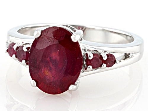 3.40ctw Mahaleo(R) Ruby Rhodium Over Sterling Silver Ring - Size 9