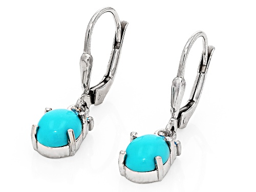 8x6mm Sleeping Beauty Turquoise with Neon Apatite Rhodium Over Sterling Silver Earrings