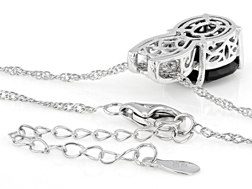 4.67ct Black Spinel With 0.06ctw White Zircon Rhodium Over Sterling Silver Pendant With Chain