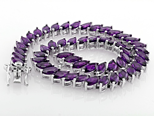 10.50ctw Amethyst Rhodium Over Sterling Silver Bracelet - Size 8