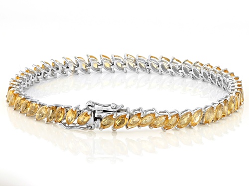 10.00ctw Citrine Rhodium Over Sterling Silver Bracelet - Size 8