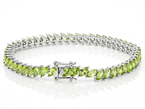12.50ctw Manchurian Peridot™ Rhodium Over Sterling Silver Bracelet - Size 8