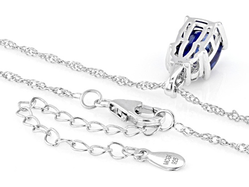 2.38ct Blue Kyanite with 0.07ctw White Zircon Rhodium Over Sterling Silver Pendant with Chain