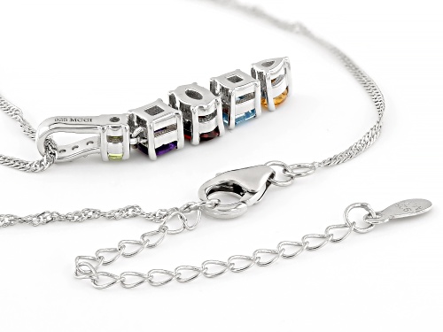 1.35ctw Multi-Stone Rhodium Over Sterling Silver Pendant with Chain