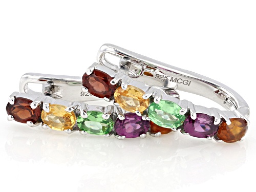 1.78ctw Multi-Garnet Rhodium Over Sterling Silver Earrings