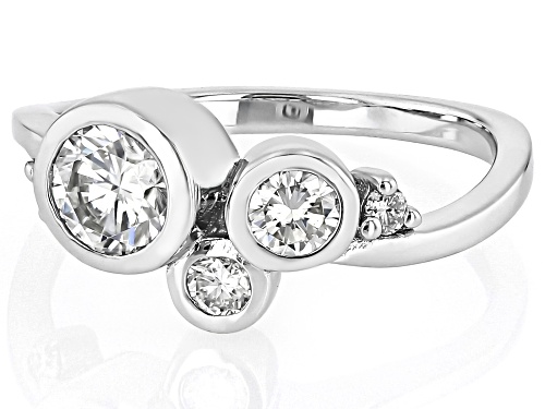 Moissanite Round 6mm Rhodium Over Sterling Silver Ring 0.98ctw - Size 6