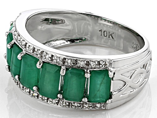 1.70ctw Zambian Emerald With 0.07ctw Round White Diamond Rhodium Over 10k White gold Ring - Size 7
