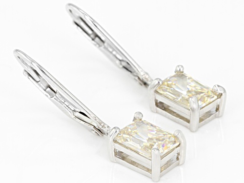 2.80ctw Strontium Titanate Rhodium Over Sterling Silver Solitaire Earrings