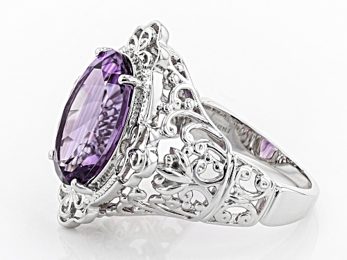 4.95ct oval African amethyst sterling silver solitaire ring - Size 7