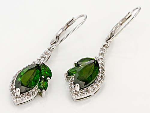 4.42ctw marquise Russian chrome diopside & .62ctw white zircon rhodium over sterling silver earrings