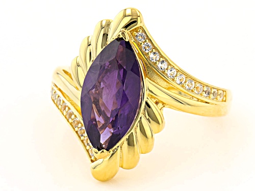 2.33ct African Amethyst With 0.21ctw White Topaz 18k Yellow Gold Over Sterling Silver Ring - Size 8