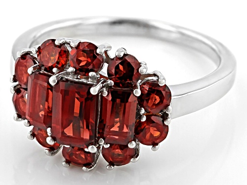 2.54ctw Mixed Shapes Vermelho Garnet™ Rhodium Over Sterling Silver Ring - Size 7