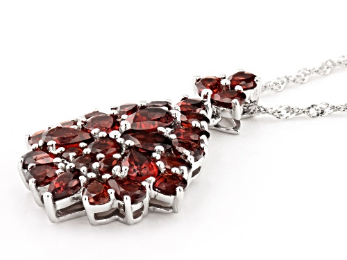 6.65ctw Pear Shape & Round Vermelho Garnet™ Rhodium Over Sterling Silver Pendant With Chain