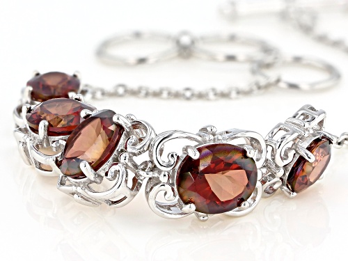 10.88CTW MIXED SHAPES RED LABRADORITE RHODIUM OVER STERLING SILVER TOGGLE BRACELET - Size 8