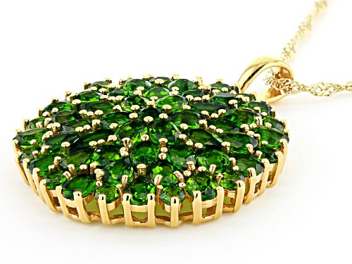 7.15CTW MIXED SHAPES CHROME DIOPSIDE 18K YELLOW GOLD OVER STERLING SILVER PENDANT WITH CHAIN