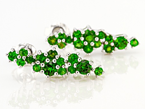 1.76ctw Round Chrome Diopside Rhodium Over Sterling Silver Drop Earrings