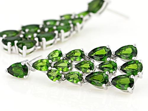 7.40CTW PEAR SHAPE CHROME DIOPSIDE RHODIUM OVER STERLING SILVER DANGLE EARRINGS