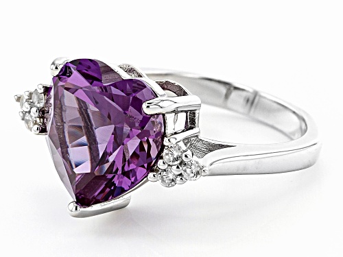 9.04ct Purple Lab Created Color Change Sapphire with .19ctw White Zircon Rhodium Over Silver Ring - Size 8